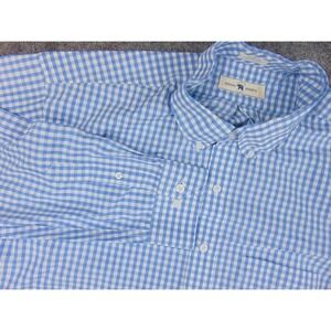 Onward Reserve Shirt Mens XL Classic Fit Blue White Gingham Button Down Collar
